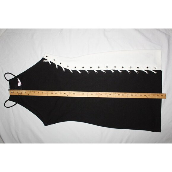 NWT PARKER Black & Ivory Mini Dress Size M Color Block Zip on Sleeveless sexy - Picture 4 of 9